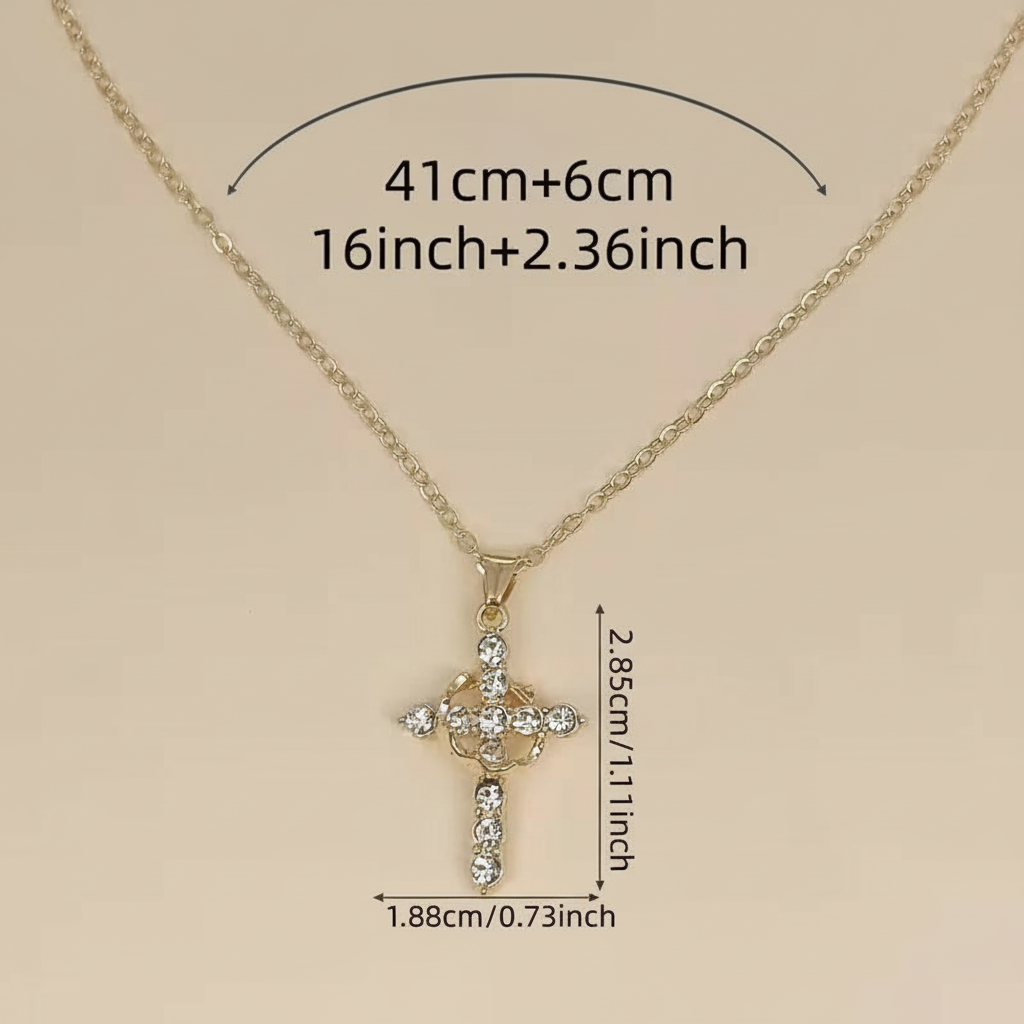 Crown Cross Necklace - Professional Measurements